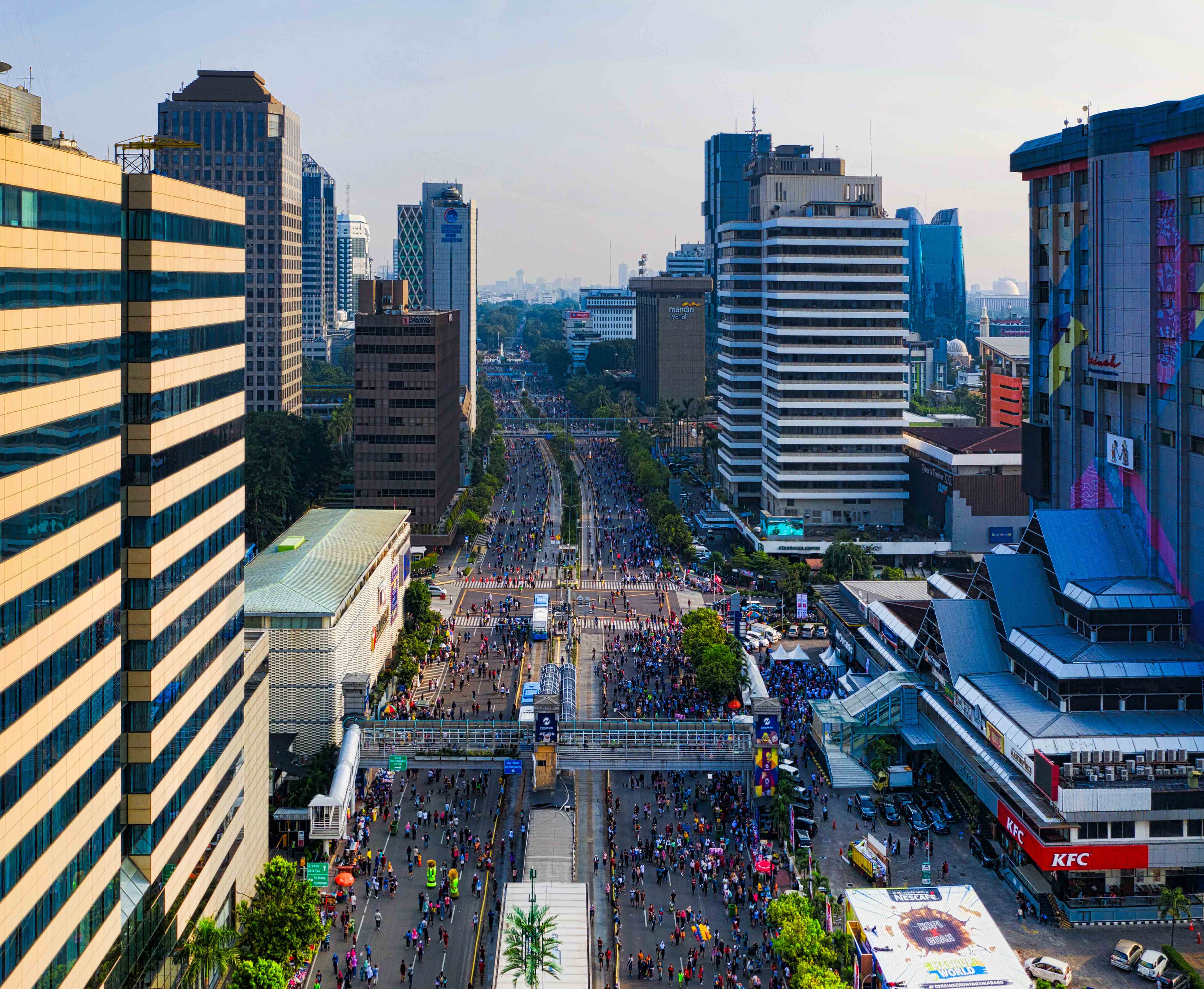 Crowded street in Jakarta, Indonesia