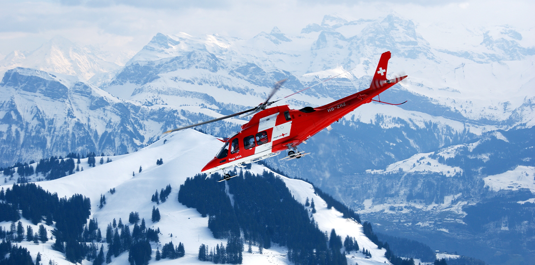 Emergency Helicoptor in Alpine Mountains