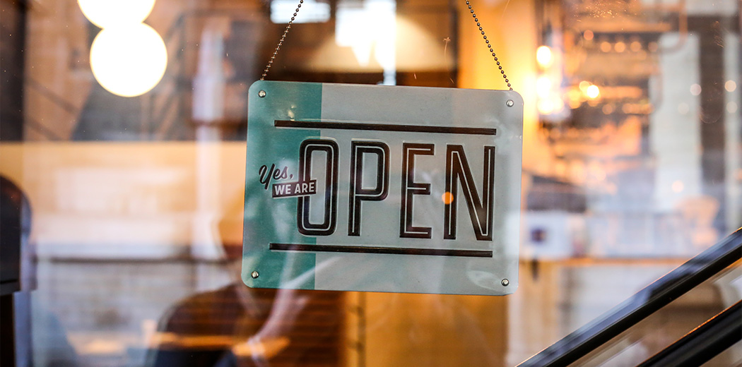 open sign on shop door